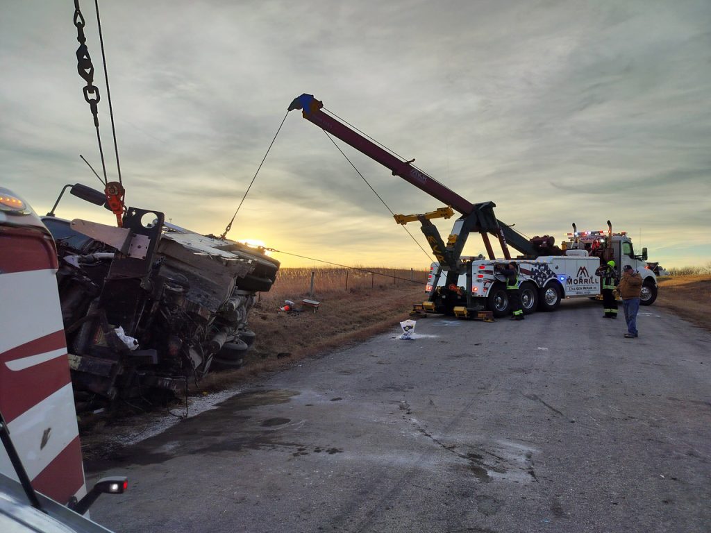 MCR Towing: overturned truck recovery wide